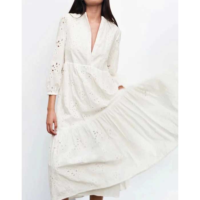 White Boho Midi Dress | Bohemian Serenity
